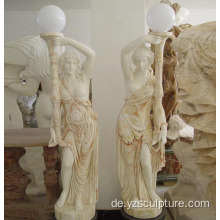 Gemischte Farbe Marmor Dame Lampe Statue
